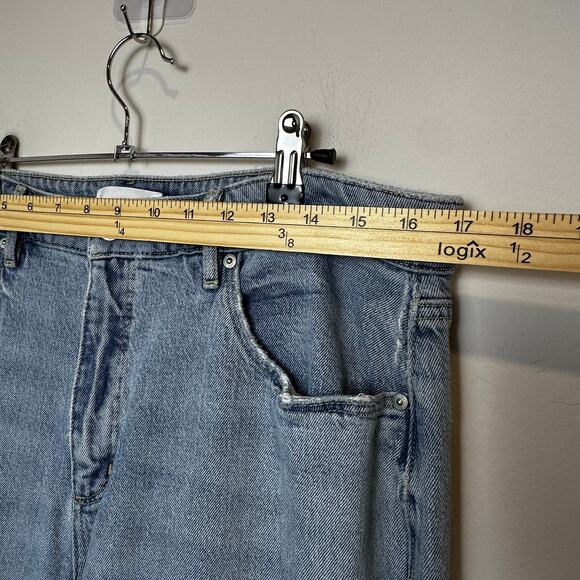 LOFT Women’s Jeans Size 12 Curvy Wide Leg Raw Hem Distressed Light Wash Denim - Picture 4 of 11